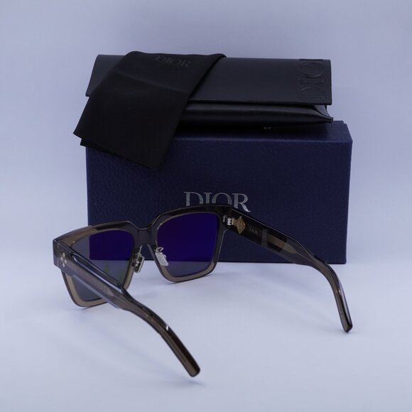 Dior CD DIAMOND S3F 64C0 Square Sunglasses - Transparent Brown/Green - Picture 4 of 10